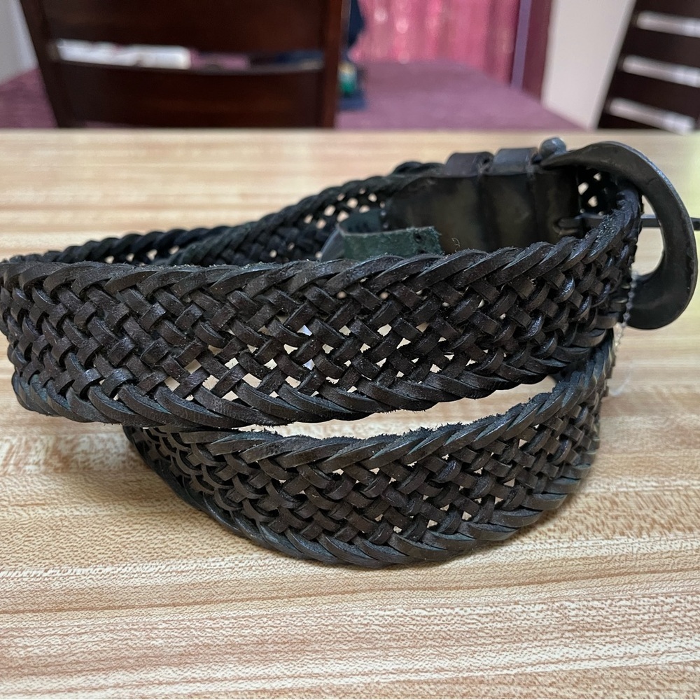 Free People We The Free Braided Leather Brix Belt Brownish Dark Green S/M NWOT - Picture 3 of 13